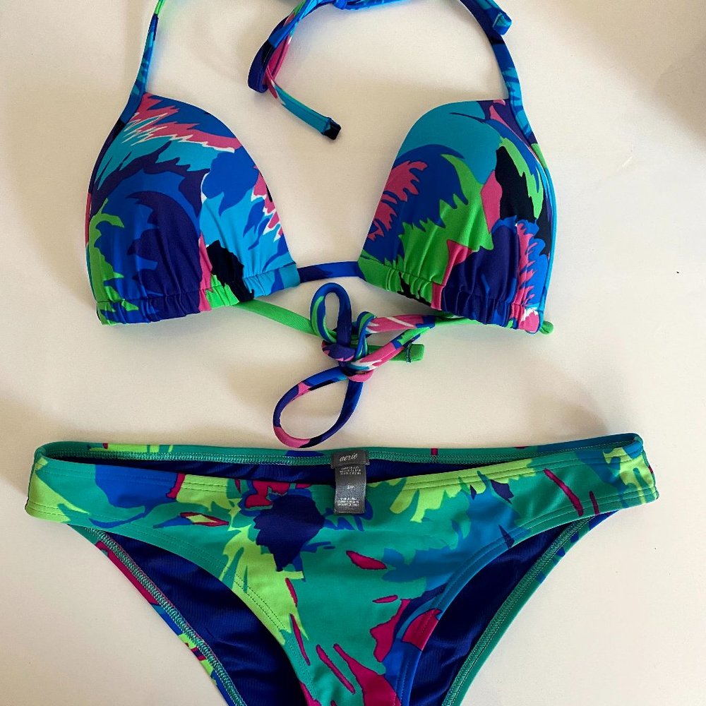 Aerie 2-Pc Blue/Green Bikini Swimsuit (S)